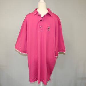 FootJoy Pink Mens Golf Polo XXL SS Mickey Mouse Golfer Disney 3 button